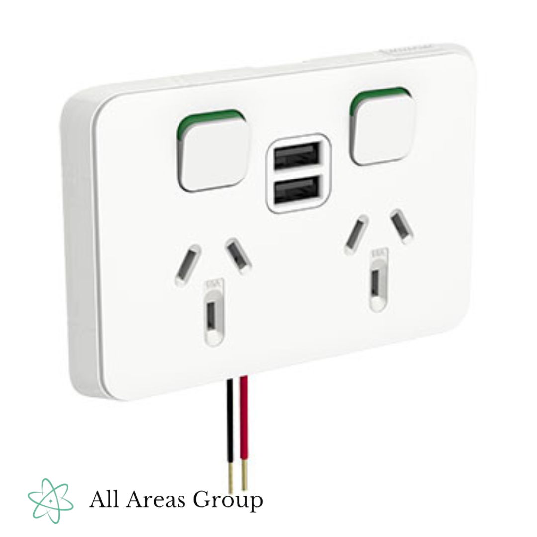 Clipsal Iconic Double Power Point with 2x USB – VW