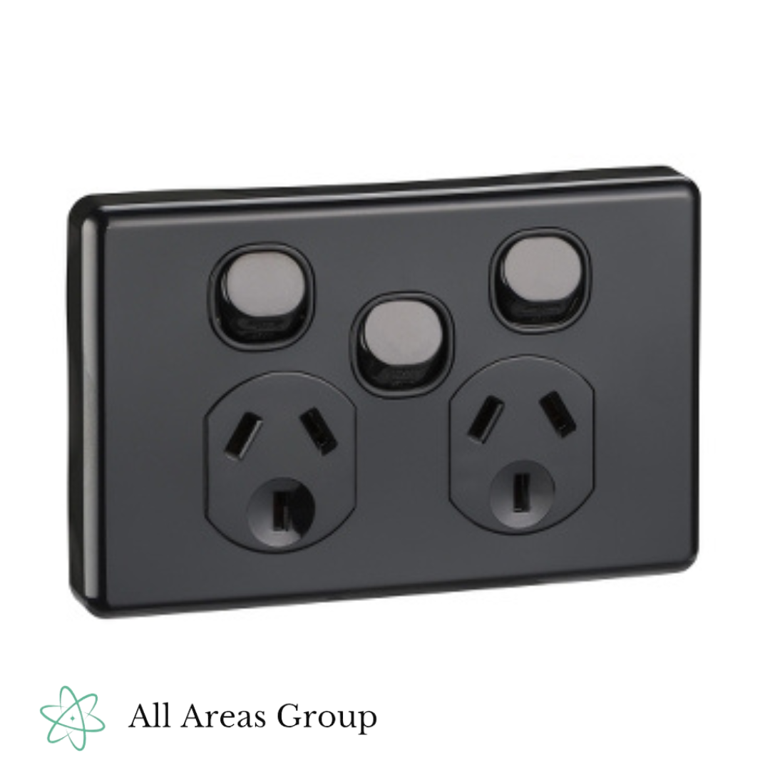 Clipsal GPO with Extra Switch - Black