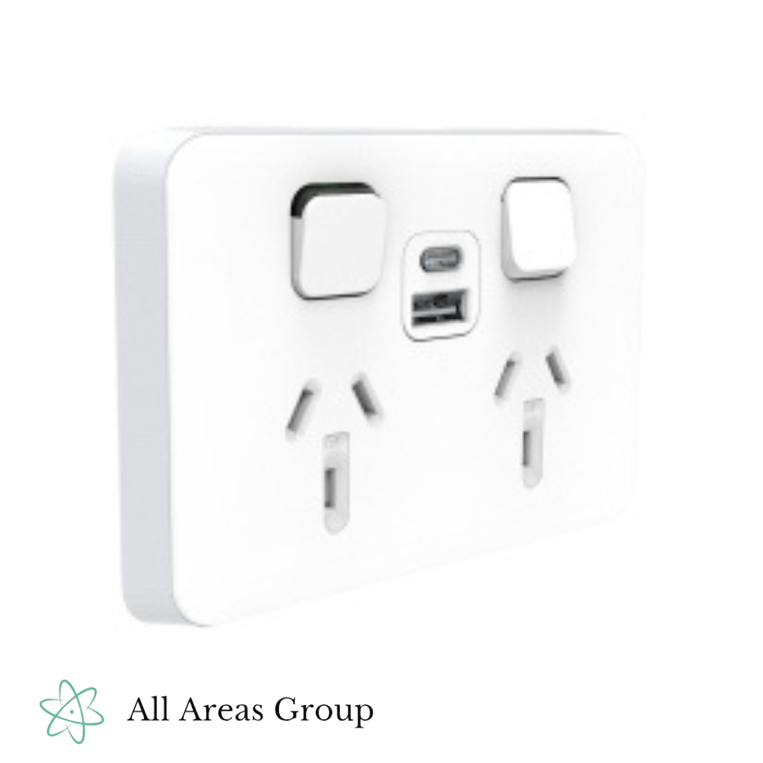 Clipsal Iconic Double GPO with USB-A & USB-C – VW