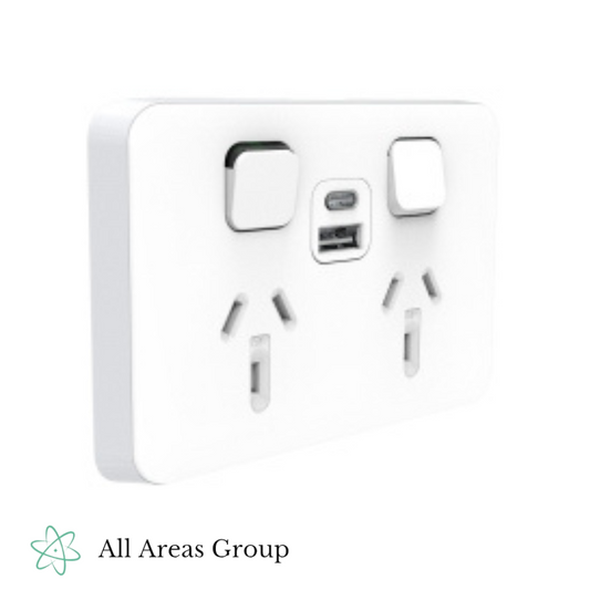 Clipsal Iconic Double GPO with USB-A & USB-C – VW