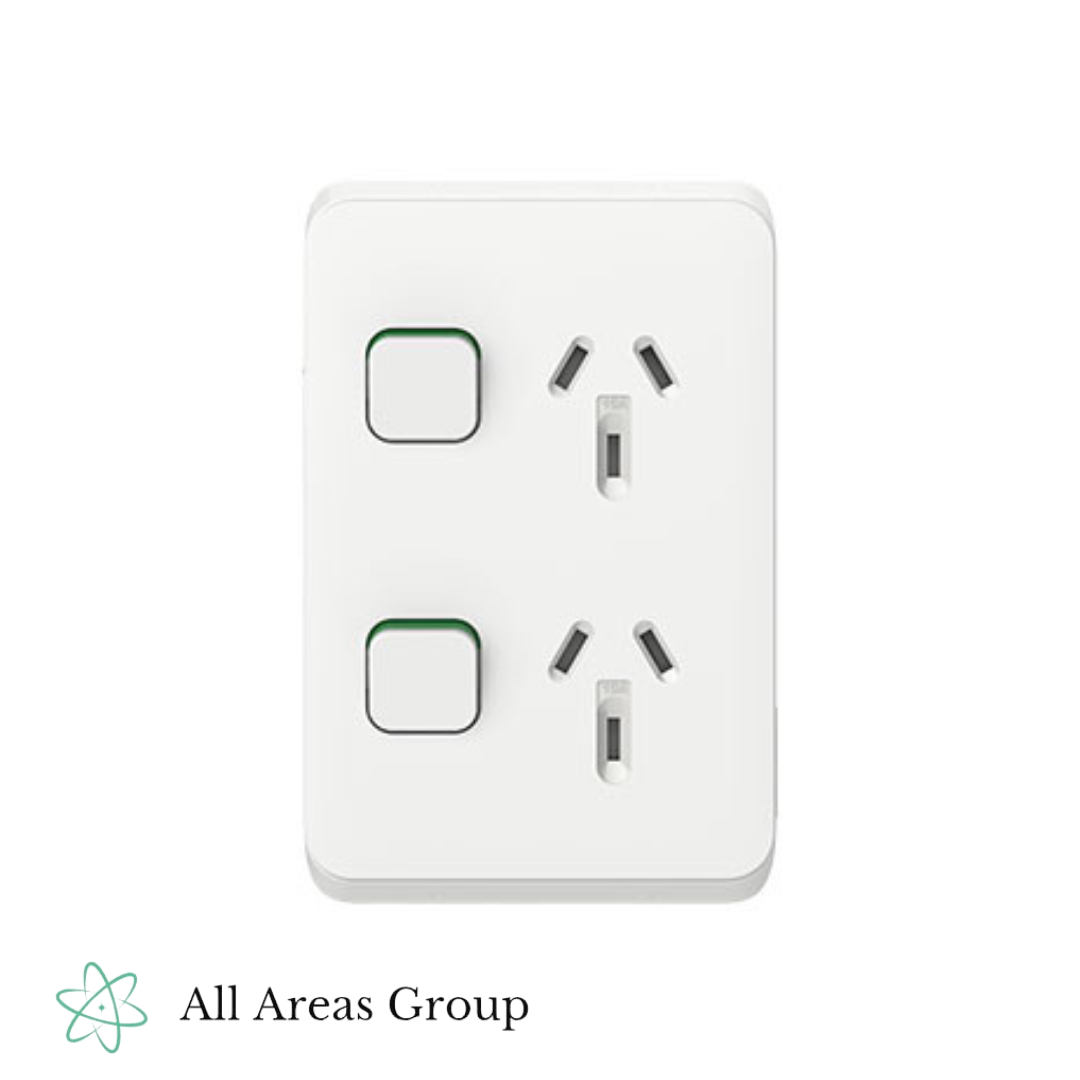 Clipsal Iconic Double GPO – Vivid White (3025V-VW)
