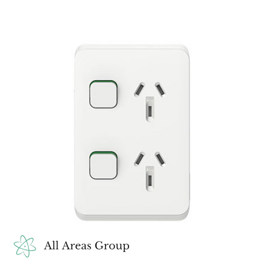 Clipsal Iconic Double GPO – Vivid White (3025V-VW)
