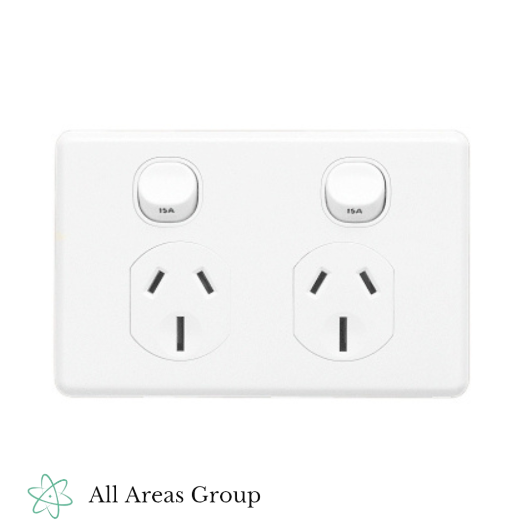 Clipsal Double GPO with 15A – White Electric