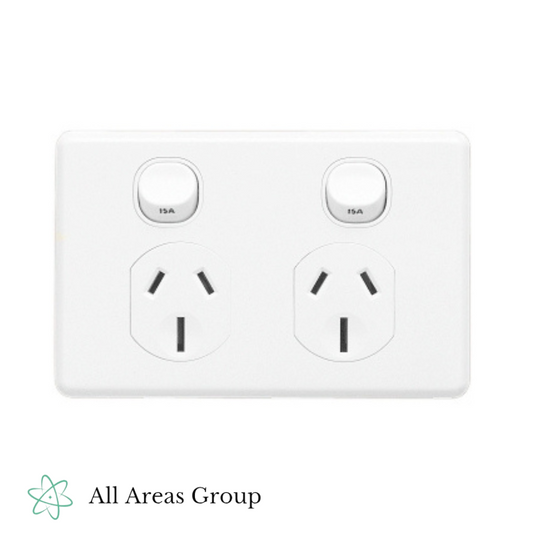 Clipsal Double GPO with 15A – White Electric