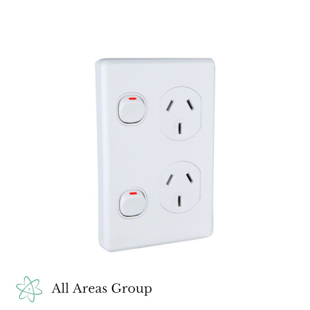 Clipsal Vertical Double GPO – White