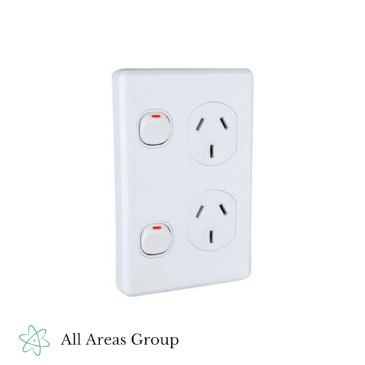 Clipsal Vertical Double GPO – White