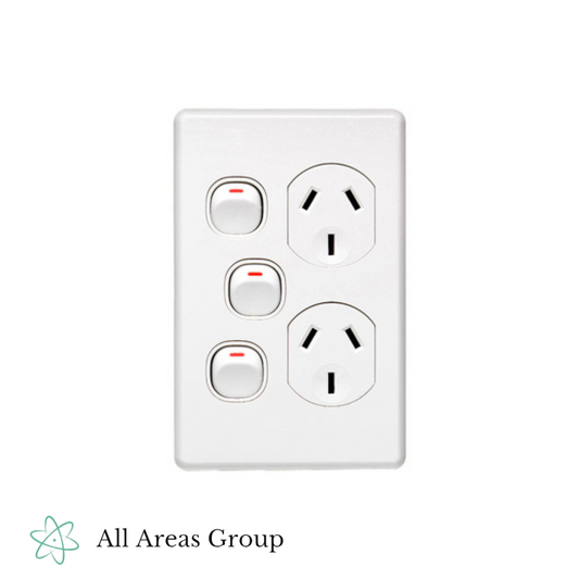 Clipsal Vertical GPO with Extra Switch - White